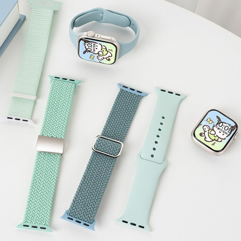 New Summer Mint Green for Apple Watch iwatch9 Strap Women's S10 Sports Magnetic Woven Nylon