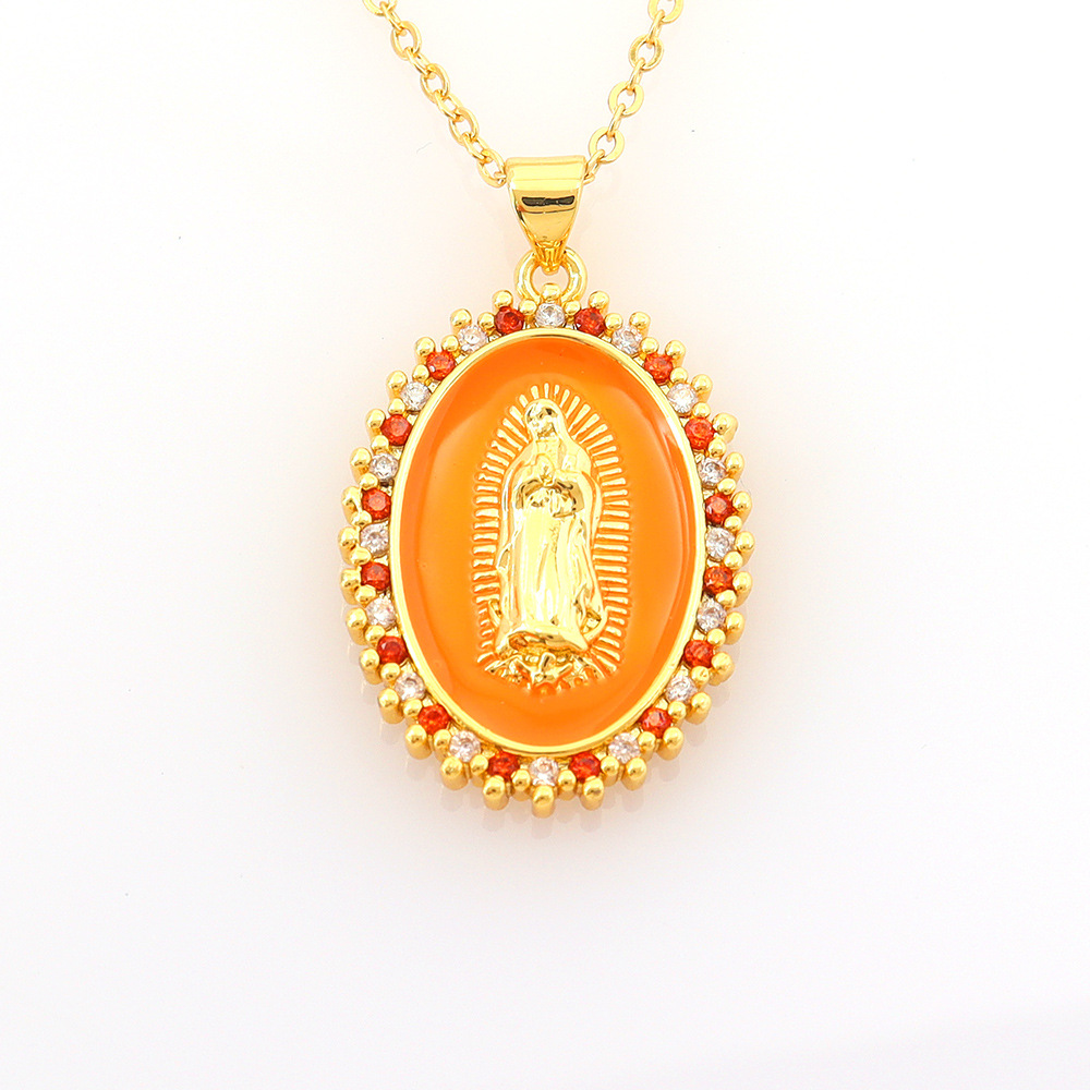 Copper Chain Material Copper Simple Style Classic Style Inlay Round Rhinestones Pendant Necklace