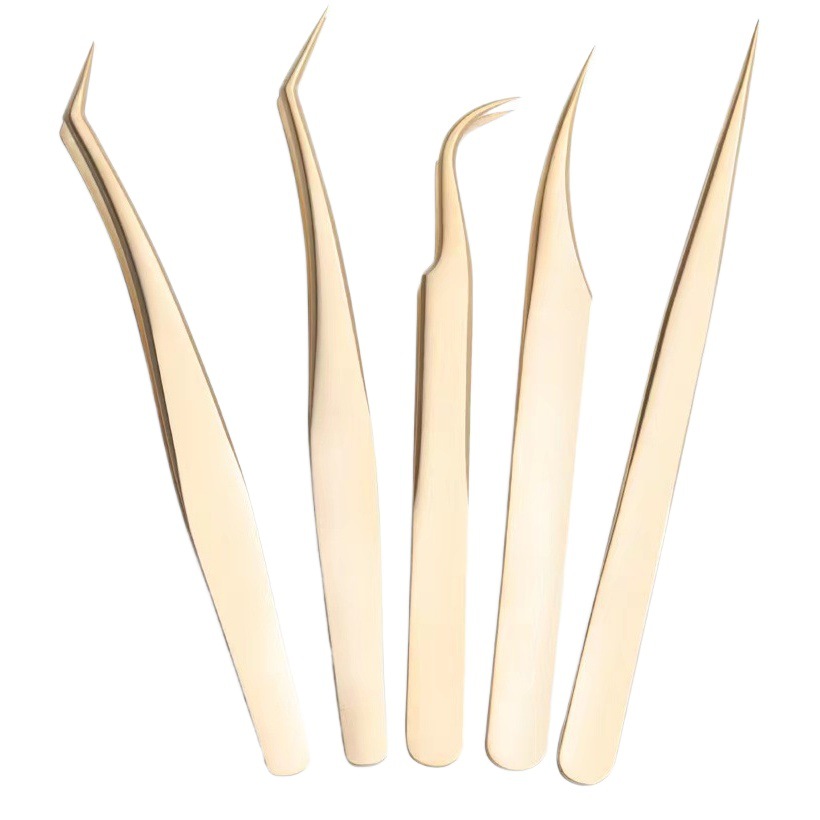High-Precision Electroplated Tweezers for Eyelash Extensions, Professional Beauty Tools for Eyelash Styling, Specially Designed for Heat Treatment, Cross-Border Use