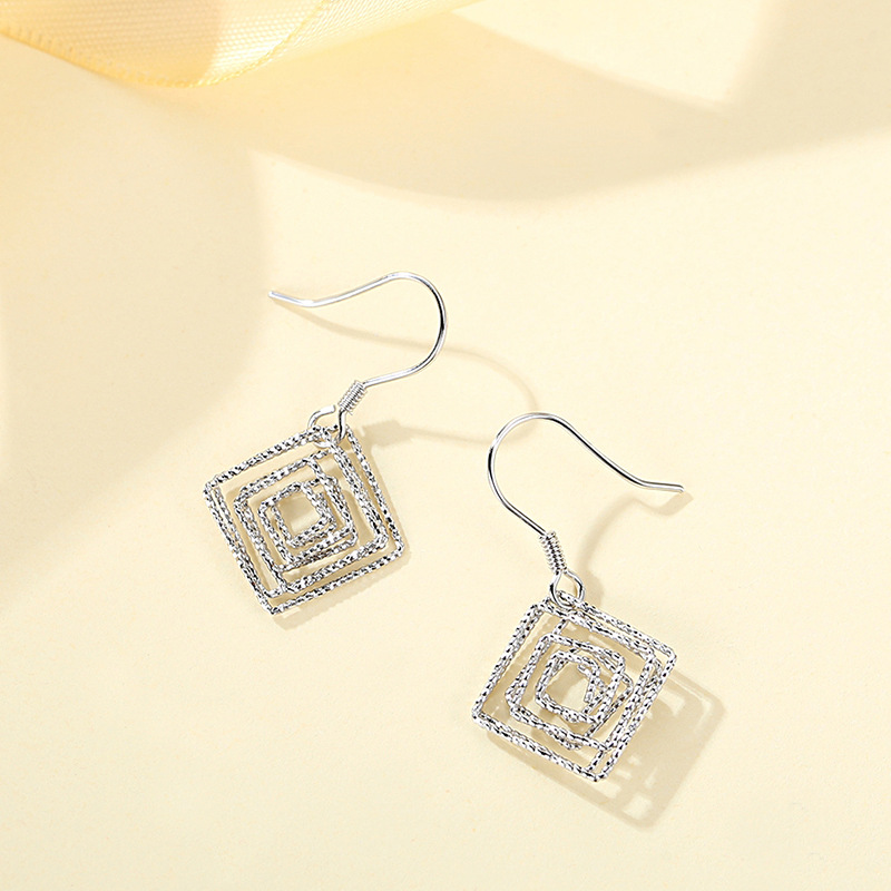 Plata de ley s925 luz lujo cuadrado pendientes florales 2021 nueva moda elegante estilo diosa