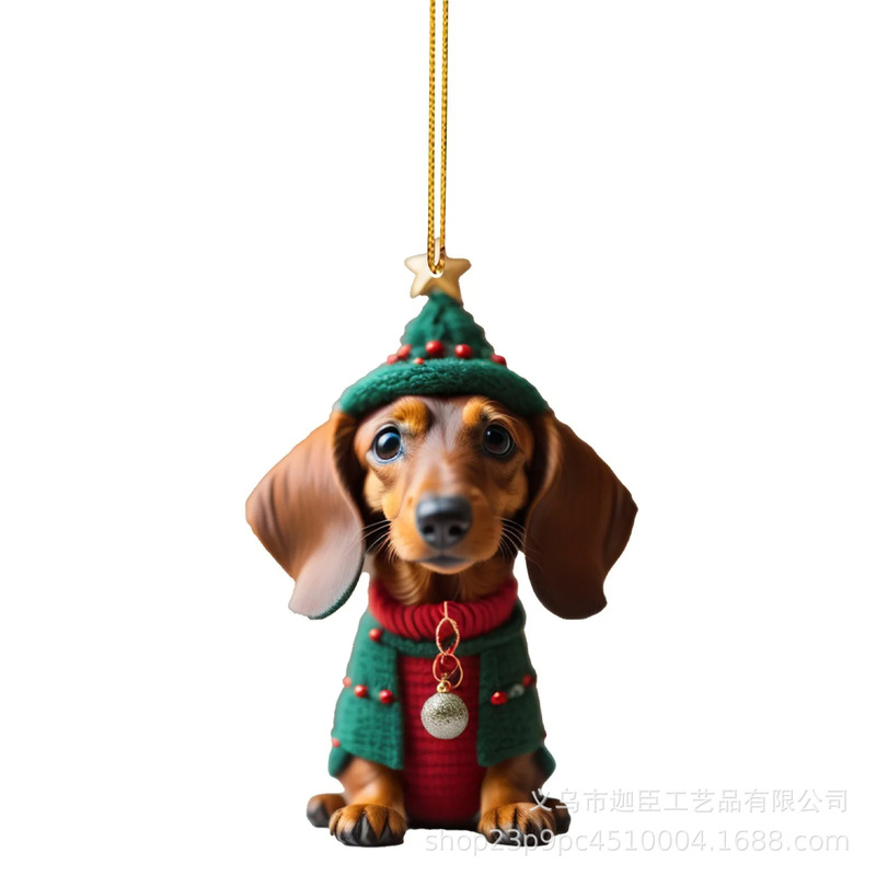 国境を越えた新製品クリスマス装飾品ソーセージ犬ストラップ平面クリスマスツリーストラップクリスマスツリーストラップ|undefined