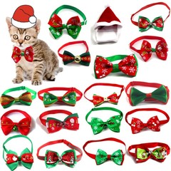 国境を越えた人気セットの新しいペットクリスマス帽子セットと猫犬蝶ネクタイの片面ベルベット帽子
