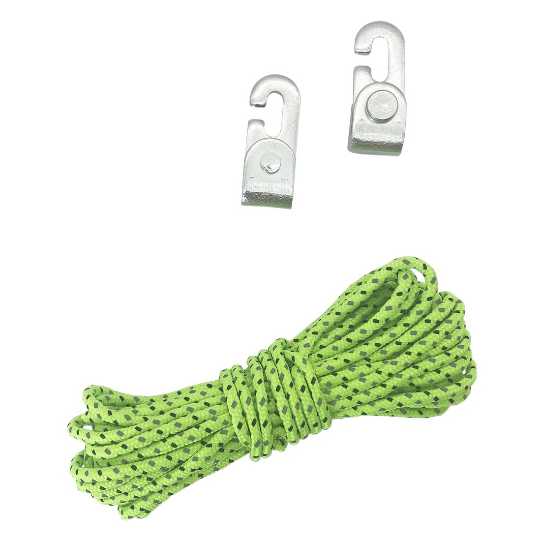 Cuerda de 5 metros, 4 ganchos, carpa, cuerda de fácil tracción, camping al aire libre, cuerda reflectante, saco de dormir, cierre automático
