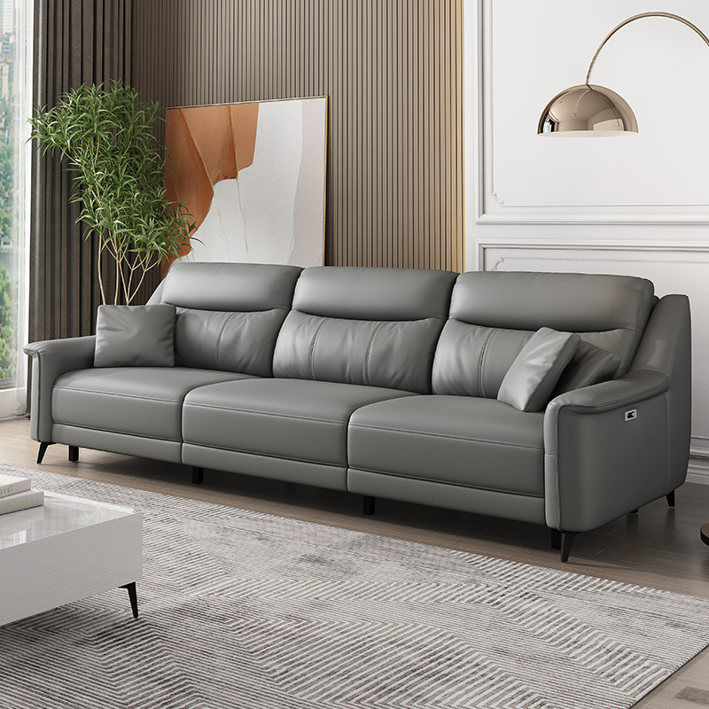 Función transfronteriza sofá cama eléctrica ajustable estilo italiano moderno y minimalista sala de estar sofá cama multifuncional retráctil de piel