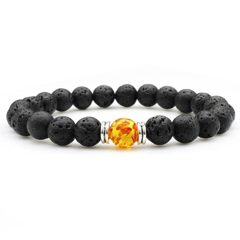 Factory direct foreign trade female jewelry accessories 8mm seven vein volcanic rock bracelet yoga wheel bracelet