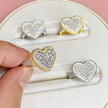速卖通新款心形锆石戒指欧美时尚潮流镶锆石女士指环饰品一件代发