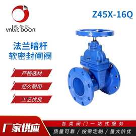 球墨铸铁软密封闸阀 Z45X-16暗杆法兰闸阀弹性座封闸阀DN15-600