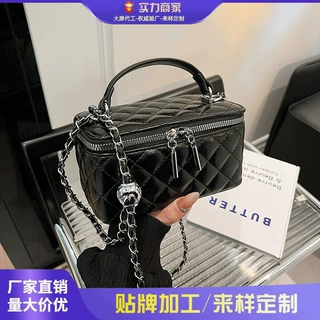 纯色小众菱格手提链条包2025新款百搭简约气质小方包单肩斜挎包女