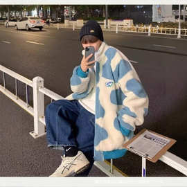 羊羔绒外套男韩版潮流冬季毛绒棉衣港风ins炸街潮牌chic小众棉服