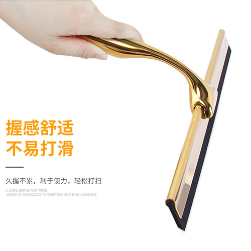 Golden glass wiper household stainless steel window scraper manual window cleaner bathroom glass porcelain surface cleaning tool