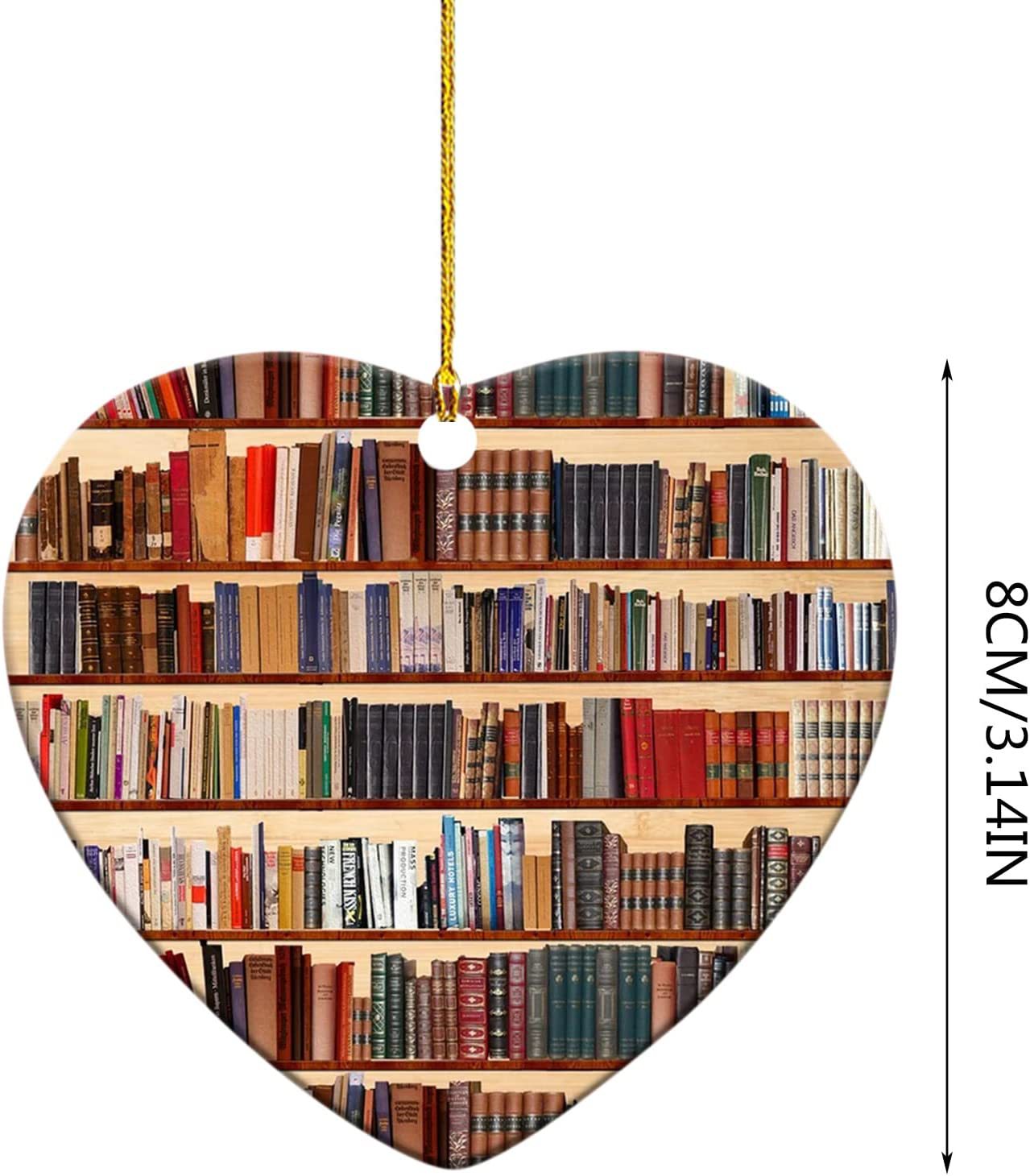 Nuevos productos transfronterizos en forma de corazón librería colgante de automóvil decoración de árbol de Navidad acrílico colgante 8cm