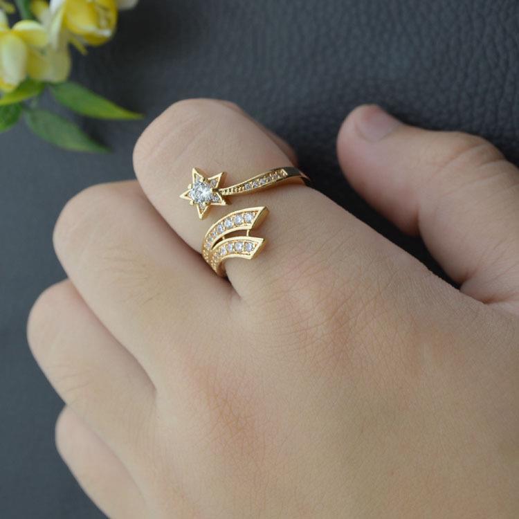 Sweet Star Copper Plating Inlay Zircon Open Rings display picture 1