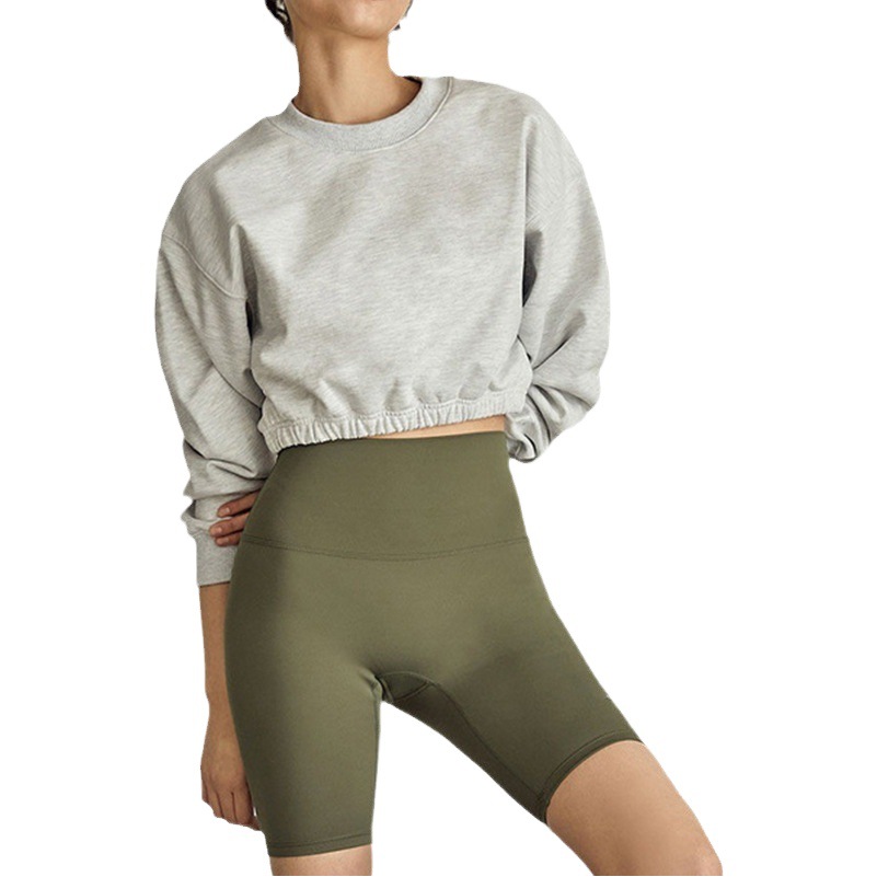 2024 otoño e invierno marca de moda americana algodón corto suéter de cuello redondo mujeres europeas y americanas tops de chicas calientes ombligo ropa deportiva de fitness