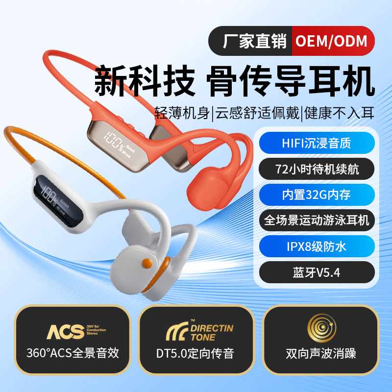 Private model bone conduction headphones professional non-ear ipx8 swimming waterproof headphones headset bone conduction sports headphones