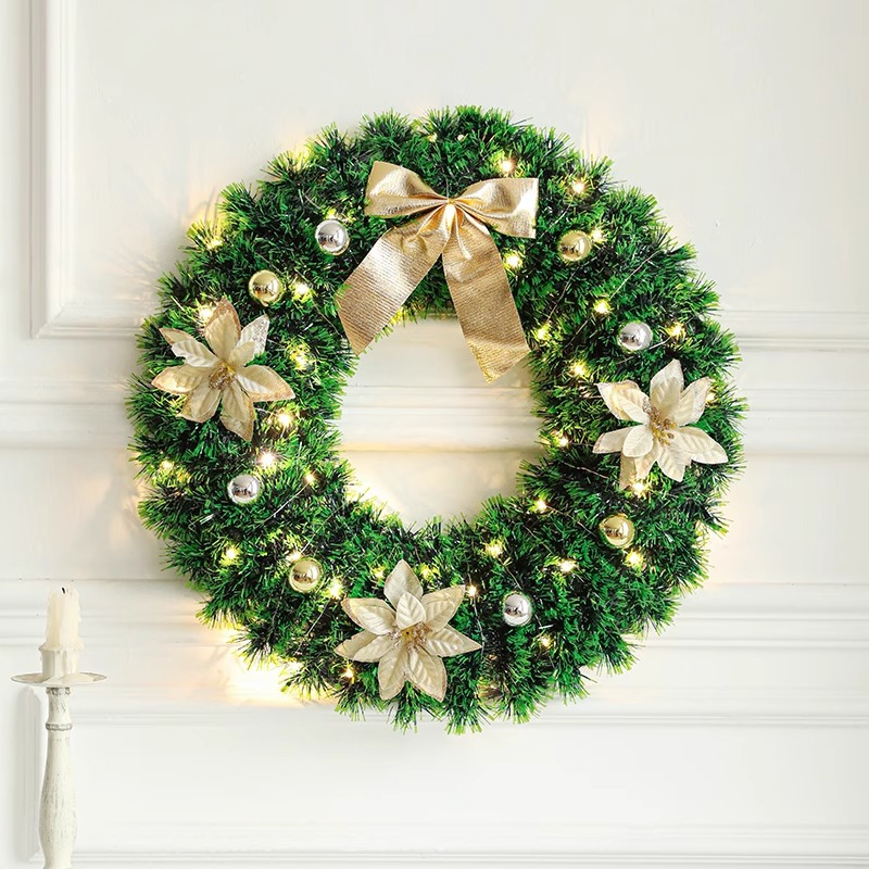 Gangheng Christmas Guirnalda Colgante de puerta 45CM Bola de Navidad roja Decoración de puerta y ventana Decoración de guirnalda Decoración de escena Decoración de puerta