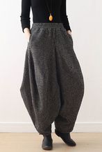 加厚秋冬新款原创保暖针织文艺复古灯笼裤宽松大码阔腿哈伦裤子女