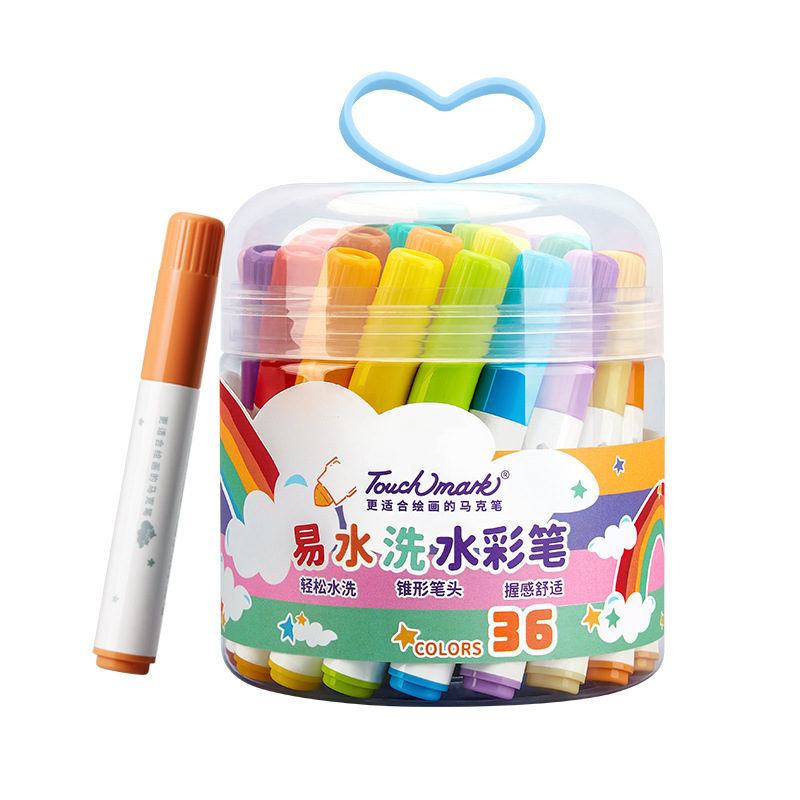 Set de acuarelas Touchmark para niños, 36 colores vibrantes, pincel incluido, ideal para principiantes y estudiantes.