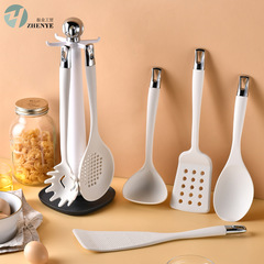 シリコンキッチン用品7点セット収纳棚付キッチン不粘着ポット调理シャベルスプーンセットkithen utensil