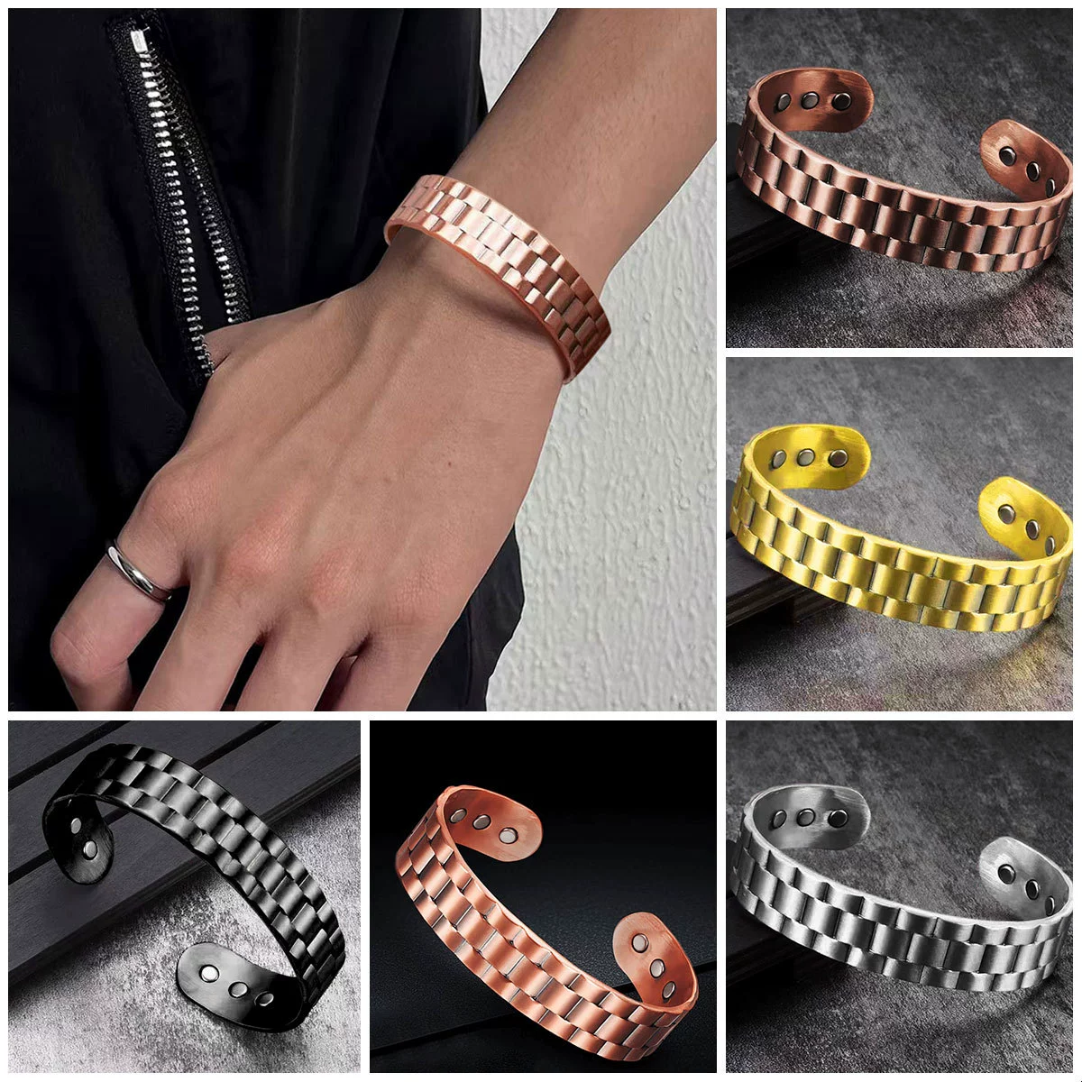 Европейские и американские трансграничные горячие продажи открываются регулируемые магнитные браслеты для мужчин