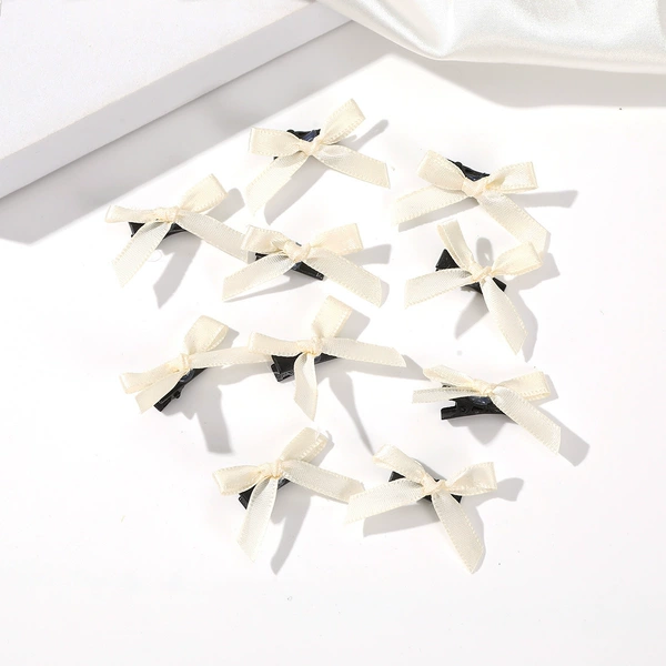 Beige hairgrip with bow, 10 pieces