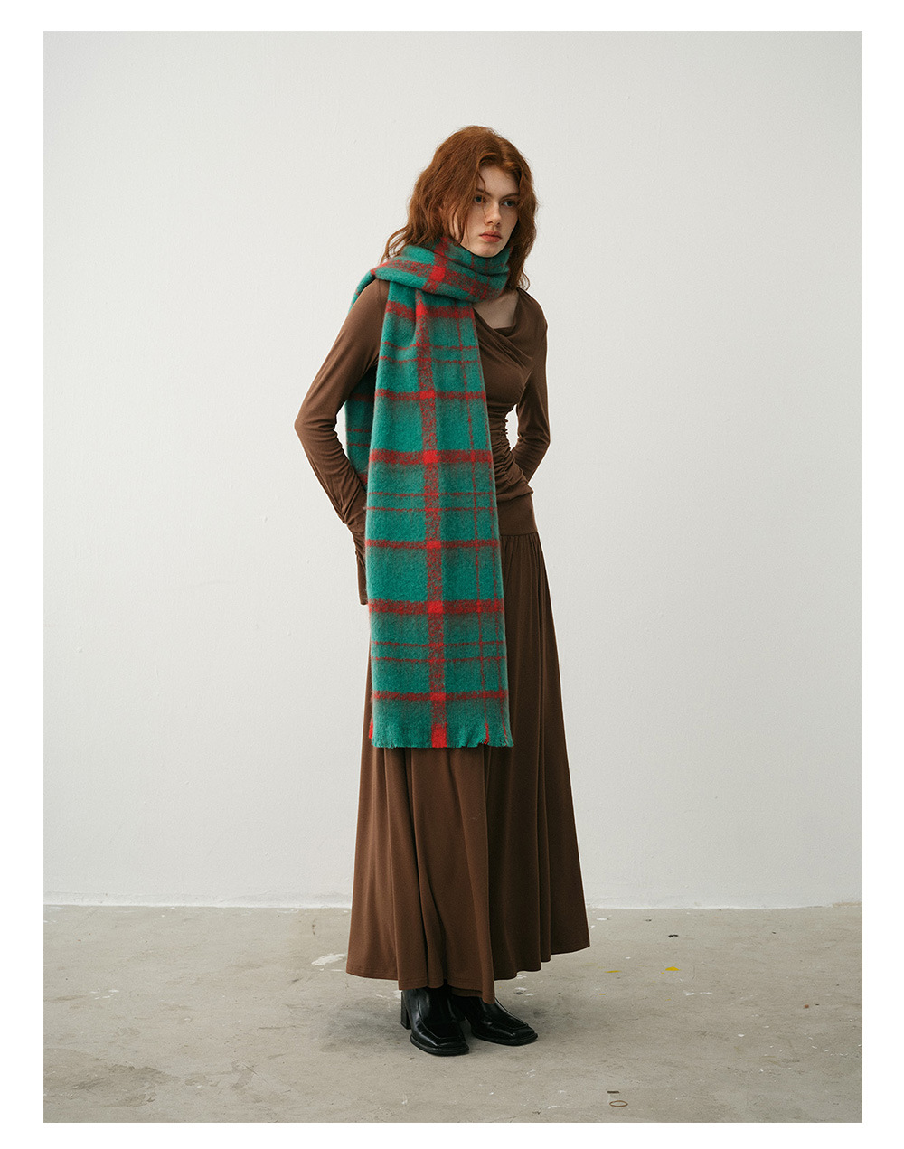 Bufanda de cuadros otoño invierno mujer de lana suave y capa_voghion.com