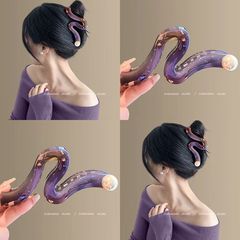 韩国设计师款人鱼姬梦幻波浪珍珠抓夹女大号大量多鲨鱼夹盘发头饰