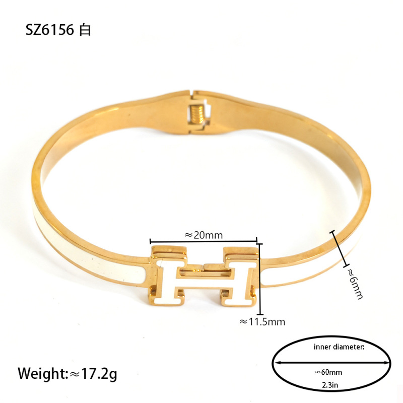 欧美潮流字母H宽窄版手镯子不锈钢镀18K金gold bangles wholesale|undefined