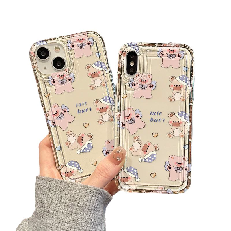 Яблоко, милый совместимый чехол для телефона, iPhone14 Pro, iPhone 12, с маленькими мишками, iphone, 13