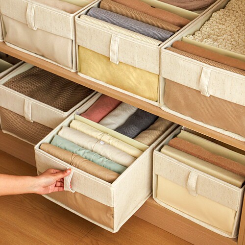 Fabric and Cotton Window Storage Box for Clothes, with Dividers, Adjustable and Organizable Storage Container, Household Use