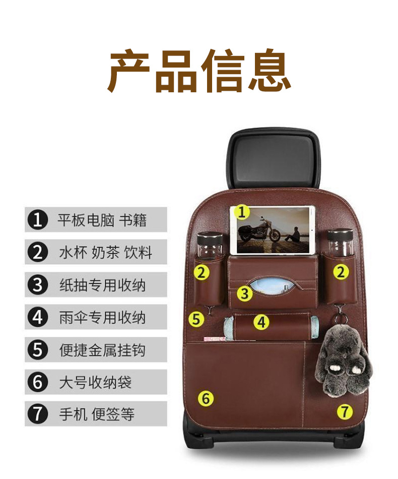 Car-mounted small table storage bag, car seat back hanging bag, storage box, useful item for car seat back storage