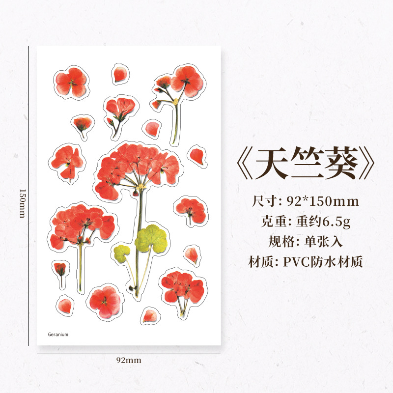 Corea del Sur papelería creativa flor artificial transparente PVC pegatinas flor planta diario libro Diario decoración taza de agua pegatinas