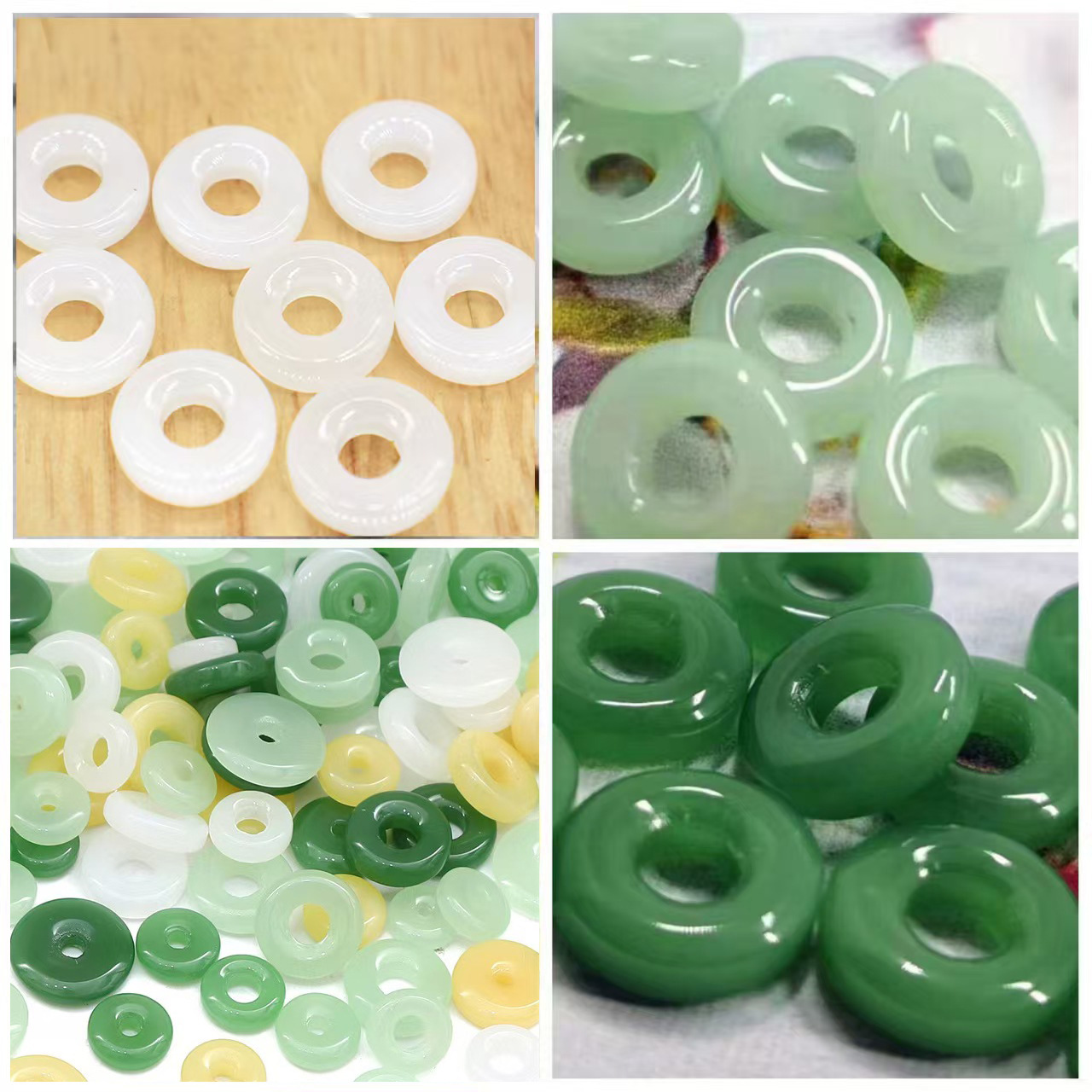 仿玉平安扣吊坠白玉黄玉绿玉手工diy手链项链挂件玻璃配件批发