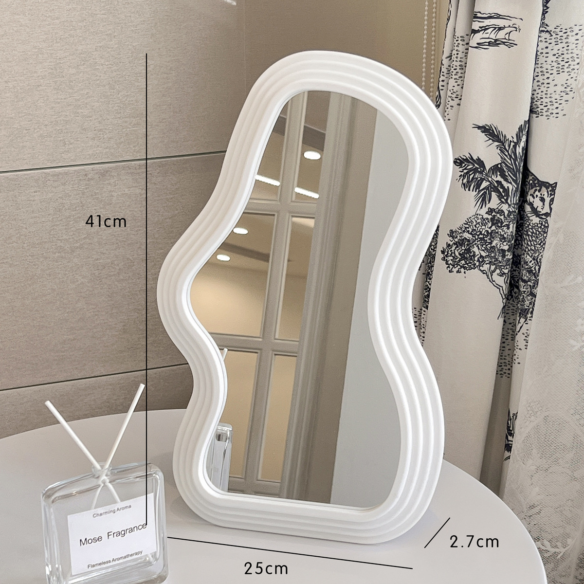 Espejo rosa, espejo de piso, espejo de vestir, espejo de dormitorio, espejo de maquillaje, dormitorio de estudiantes, pared colgada
