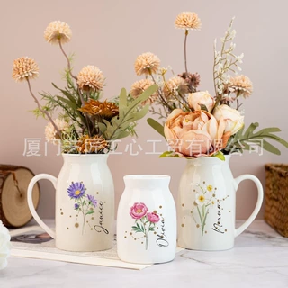 POD跨境ETSY亚马逊TEMU一件定 制白色陶瓷花瓶摆件插花瓶创意花瓶