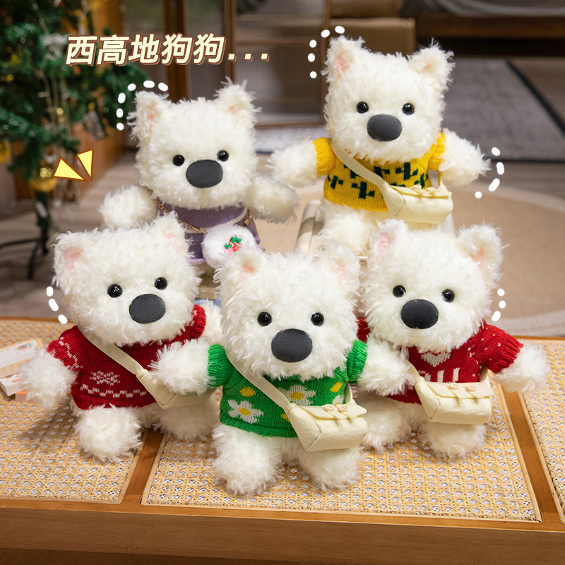 New West Highland Dressing Puppy Snow White Scarf Keychain Cartoon Stuffed Doll Doll Bag Pendant
