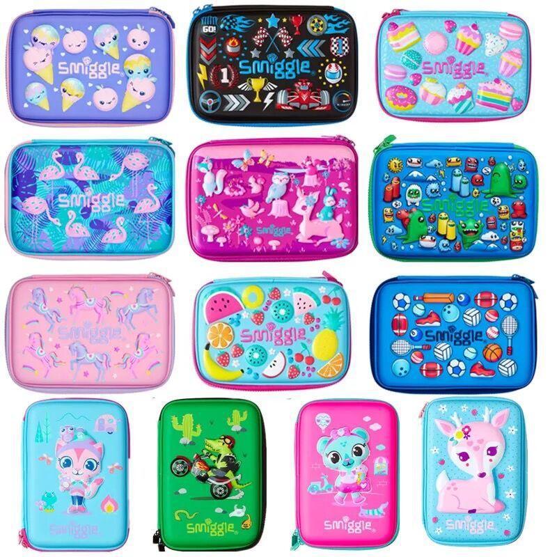 澳洲兒童筆盒Smiggle筆盒卡通文具盒大號多功能拉鏈筆袋學生防摔