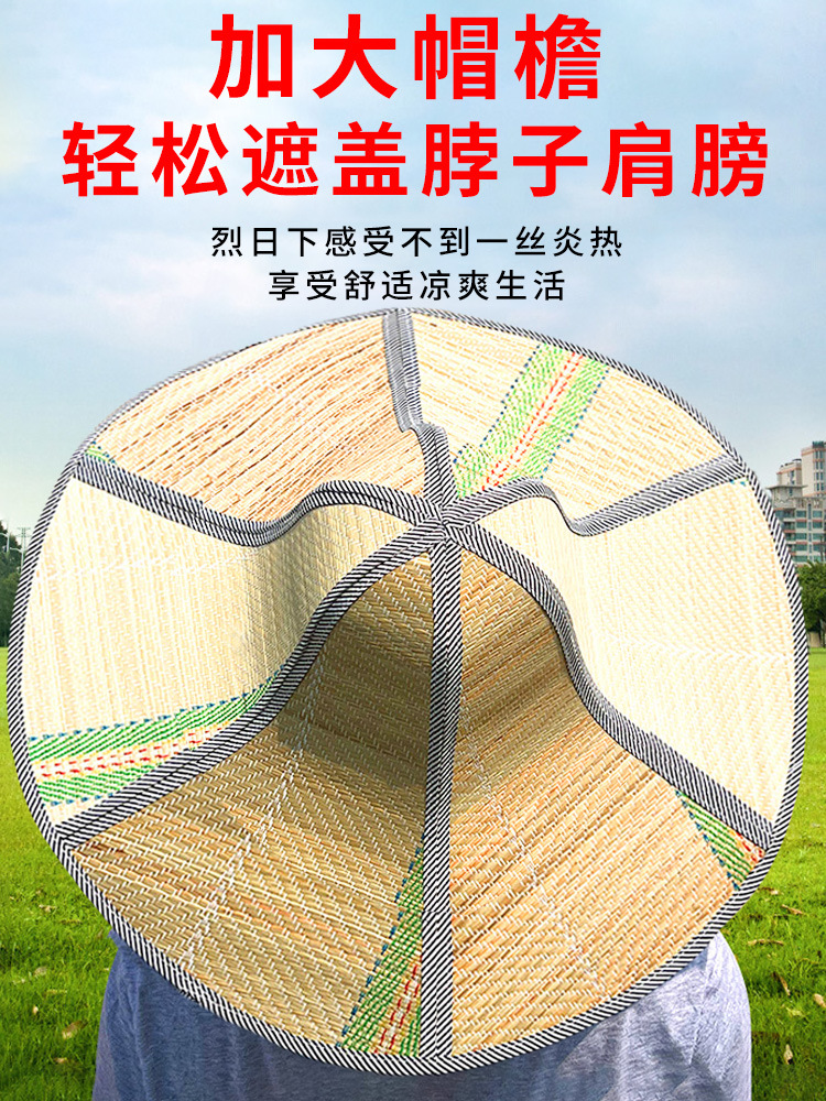 草帽男防晒可折叠遮阳帽子农民斗笠干活太阳钓鱼大檐草编2025新款