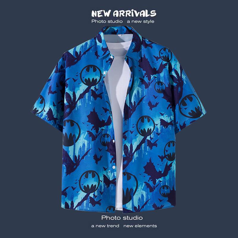 Camisas de manga corta estilo Hong Kong para hombres y mujeres, camisas florales de manga tres cuartos holgadas y delgadas de verano para playa hawaiana