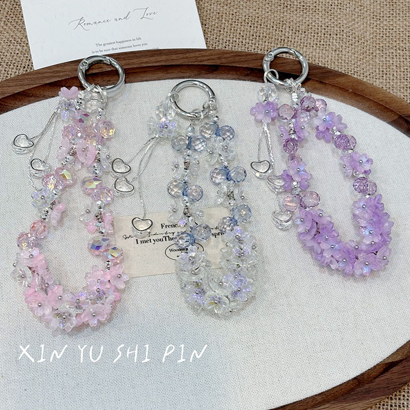 Flower Mobile Phone Hanging Chain Lanyard Mobile Phone Chain Beaded Ins Mobile Phone Pendant Niche Design Pendant 2025 New Style