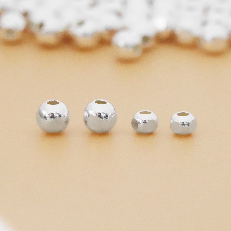 S925 silver beads loose beads positioning beads square beads bracelet DIY jewelry accessories beaded material wholesale
