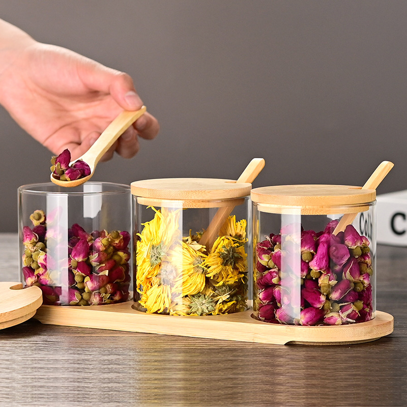 Latas de almacenamiento de vidrio con alto contenido de borosilicato, té perfumado, granos de café, latas a prueba de humedad, latas selladas especiales de cocina de alto valor con tapa