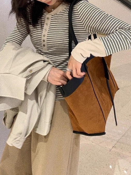 复古蓝色条纹半开领正肩长袖t恤女早秋小个子单穿内搭打底衫上衣|undefined