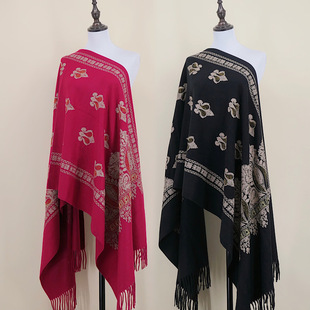 360g rhinestone crown gold thread embroidery scarf women's cashmere-like shawl ethnic style travel cloak cloak scenic spot