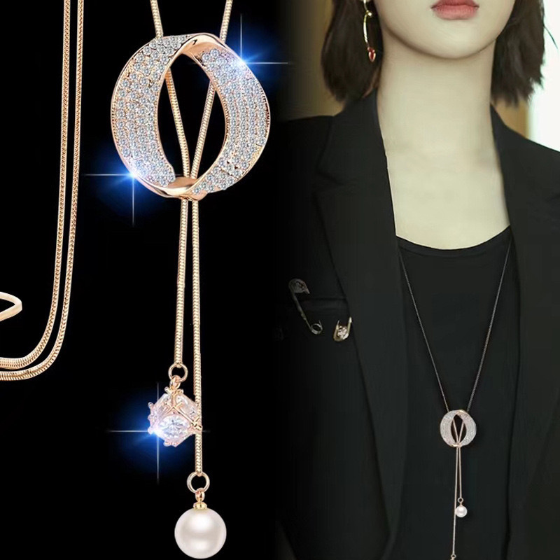 Cadena de suéter de círculo geométrico de estilo europeo y americano accesorios de cadena de suéter largo de la personalidad de la moda del todo-fósforo de las mujeres de alto grado image 8