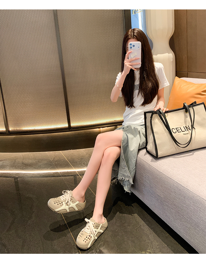 Dép sandal nữ xỏ ngón đế bệt lỗ thoáng khí, quai mềm dễ chịu — EN36 Hạnh chi tiết 21