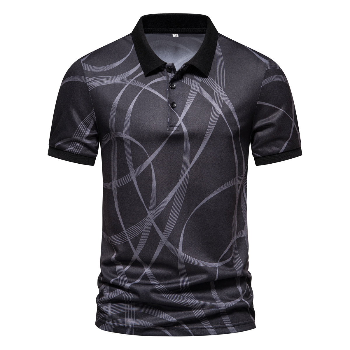 Polo d'été décontracté avec imprimé rayé, T-shirt à manches courtes pour hommes_voghion.com