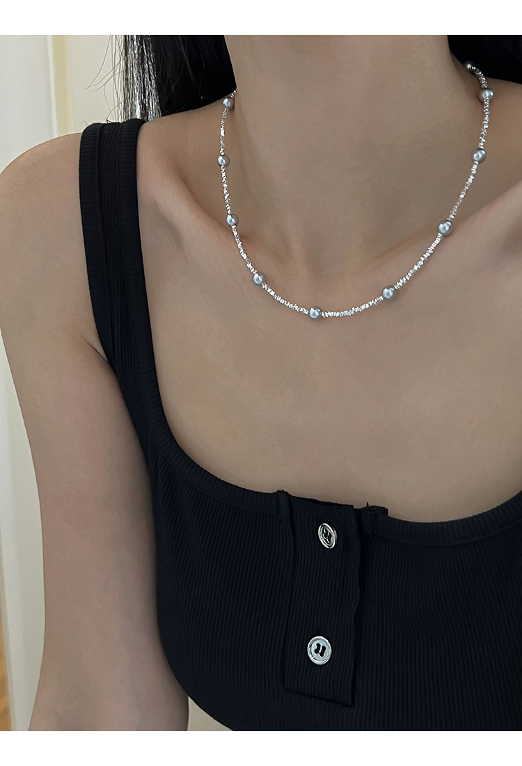Künstlicher Kristall Künstliche Perle Sterling Silber Elegant Einfacher Stil Perlen Geometrisch Halskette display picture 12