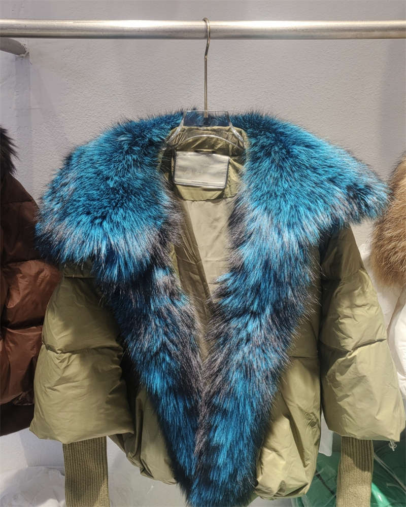 Women's Down Jacket With White Duck Down And Fur Short Coat_voghion.com