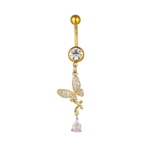 Cross-border products New European and American butterfly series zircon-shaped navel nails Piercing jewelry creative navel buttons Navel nails