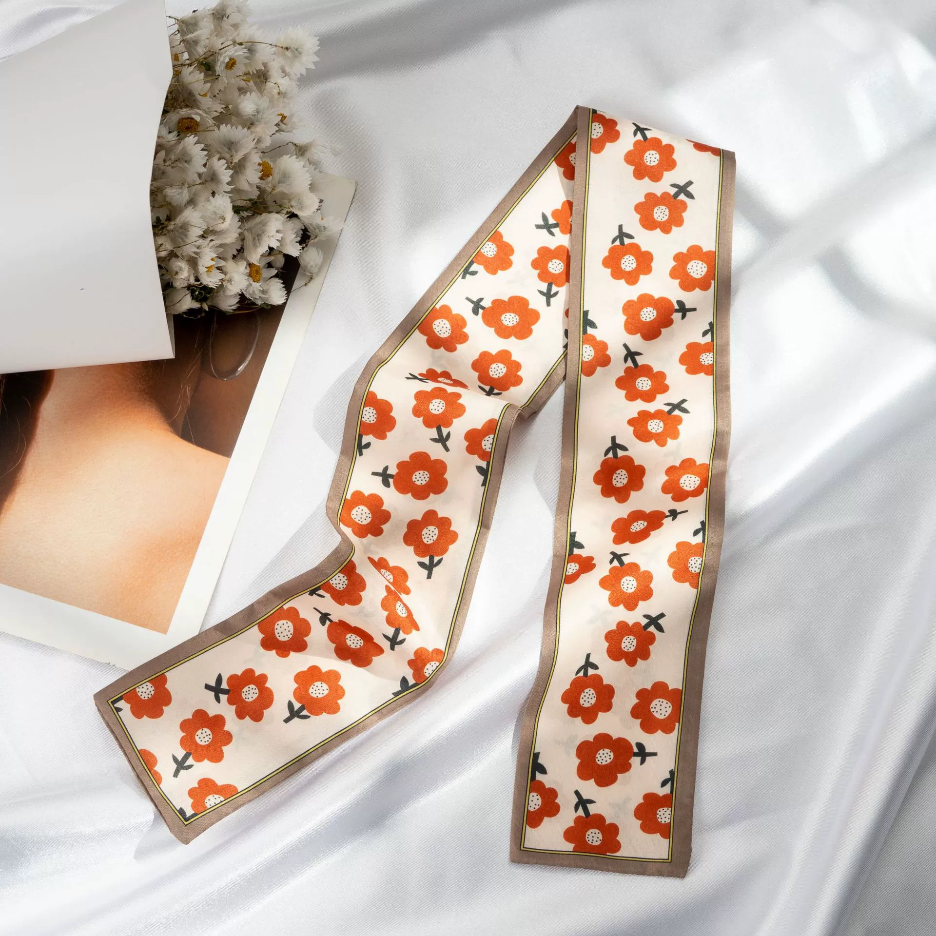Silk Scarf Hairband (Suhang) long streamer 89×3.8 cm, lightweight gift box option